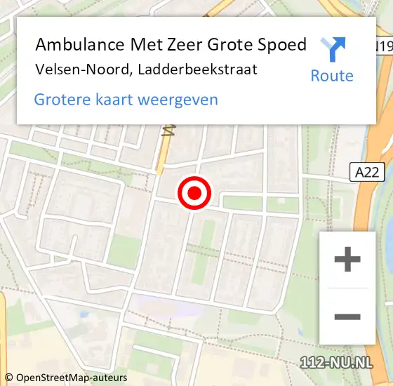 Locatie op kaart van de 112 melding: Ambulance Met Zeer Grote Spoed Naar Velsen-Noord, Ladderbeekstraat op 25 augustus 2024 11:21