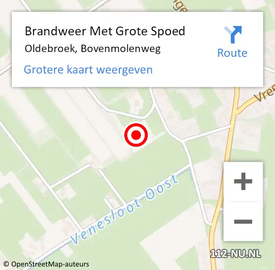 Locatie op kaart van de 112 melding: Brandweer Met Grote Spoed Naar Oldebroek, Bovenmolenweg op 25 augustus 2024 11:24