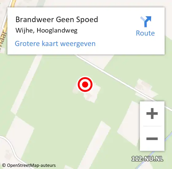 Locatie op kaart van de 112 melding: Brandweer Geen Spoed Naar Wijhe, Hooglandweg op 25 augustus 2024 11:25