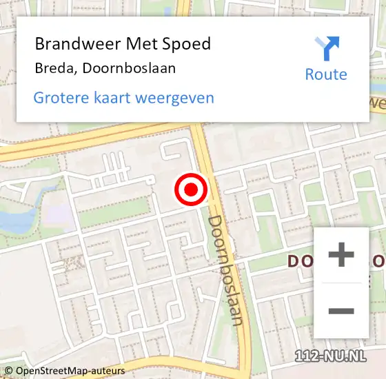 Locatie op kaart van de 112 melding: Brandweer Met Spoed Naar Breda, Doornboslaan op 25 augustus 2024 11:27