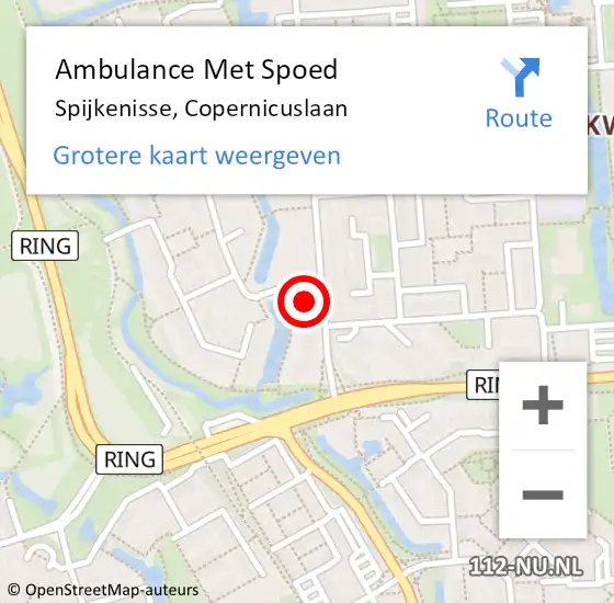 Locatie op kaart van de 112 melding: Ambulance Met Spoed Naar Spijkenisse, Copernicuslaan op 25 augustus 2024 11:32