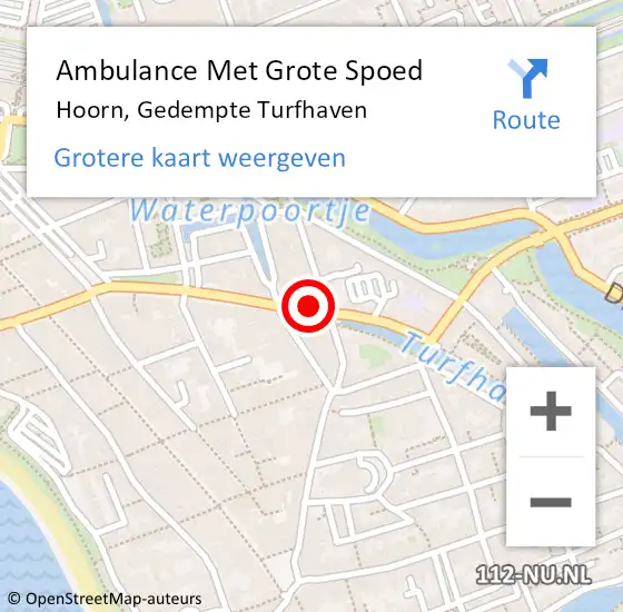 Locatie op kaart van de 112 melding: Ambulance Met Grote Spoed Naar Hoorn, Gedempte Turfhaven op 25 augustus 2024 11:36