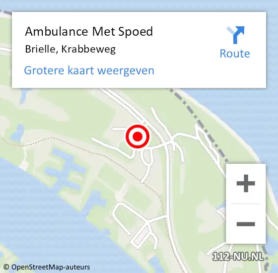 Locatie op kaart van de 112 melding: Ambulance Met Spoed Naar Brielle, Krabbeweg op 25 augustus 2024 11:45