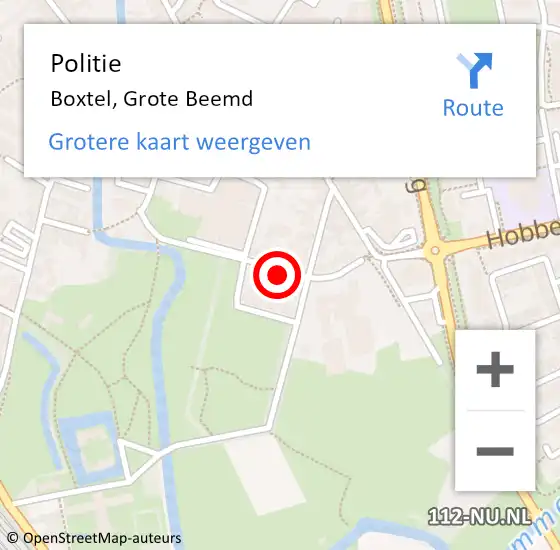 Locatie op kaart van de 112 melding: Politie Boxtel, Grote Beemd op 25 augustus 2024 11:58