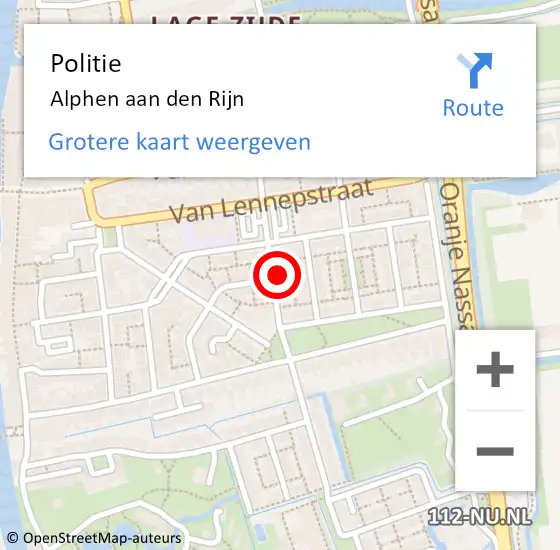 Locatie op kaart van de 112 melding: Politie Alphen aan den Rijn op 25 augustus 2024 12:09