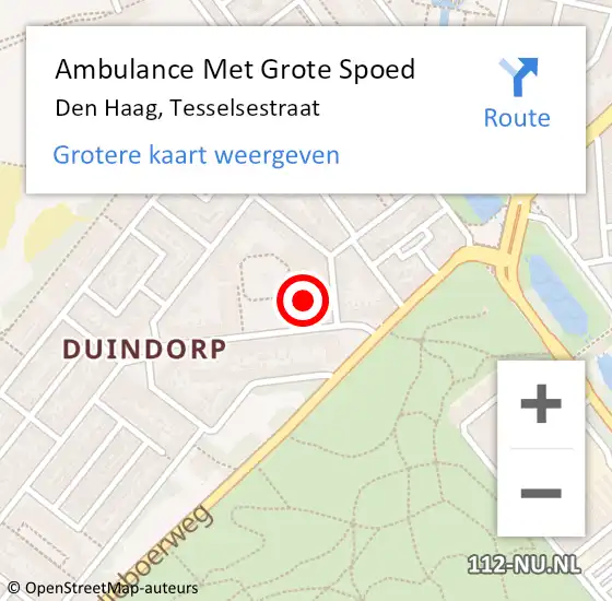 Locatie op kaart van de 112 melding: Ambulance Met Grote Spoed Naar Den Haag, Tesselsestraat op 25 augustus 2024 12:14