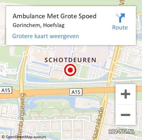 Locatie op kaart van de 112 melding: Ambulance Met Grote Spoed Naar Gorinchem, Hoefslag op 25 augustus 2024 12:18