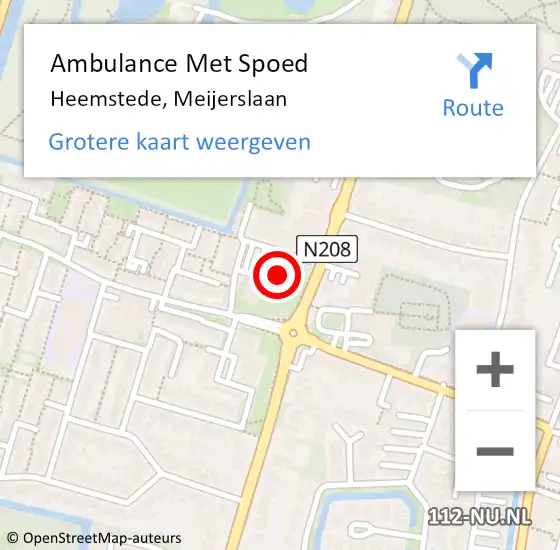 Locatie op kaart van de 112 melding: Ambulance Met Spoed Naar Heemstede, Meijerslaan op 25 augustus 2024 12:56