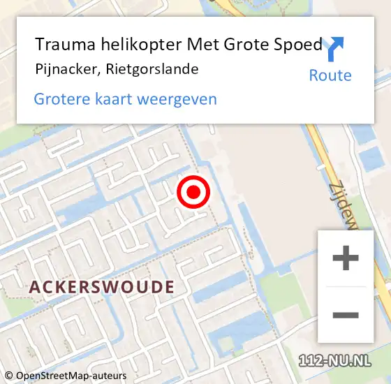 Locatie op kaart van de 112 melding: Trauma helikopter Met Grote Spoed Naar Pijnacker, Rietgorslande op 25 augustus 2024 13:10