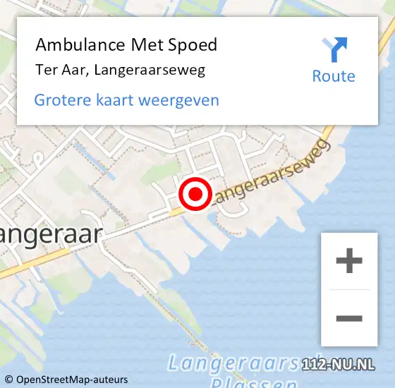 Locatie op kaart van de 112 melding: Ambulance Met Spoed Naar Ter Aar, Langeraarseweg op 17 oktober 2014 17:02