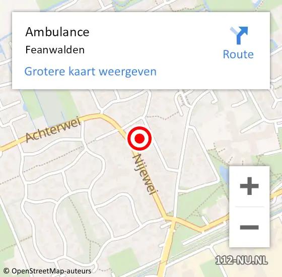 Locatie op kaart van de 112 melding: Ambulance Veenwouden op 25 augustus 2024 13:38