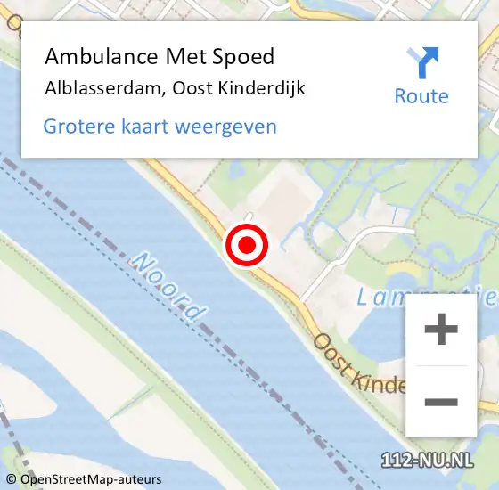 Locatie op kaart van de 112 melding: Ambulance Met Spoed Naar Alblasserdam, Oost Kinderdijk op 25 augustus 2024 13:47