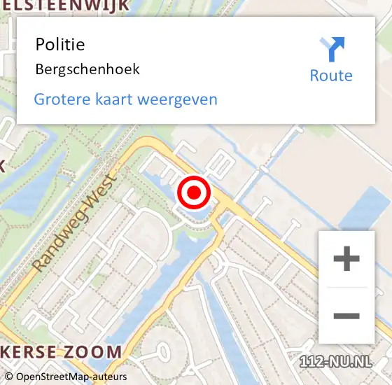 Locatie op kaart van de 112 melding: Politie Bergschenhoek op 25 augustus 2024 13:53