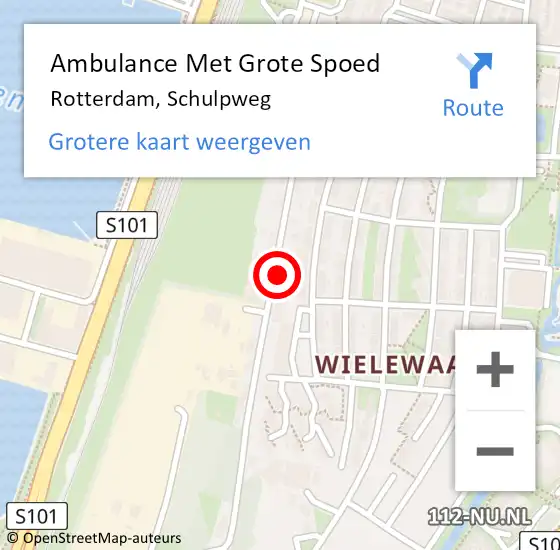 Locatie op kaart van de 112 melding: Ambulance Met Grote Spoed Naar Rotterdam, Schulpweg op 25 augustus 2024 13:54