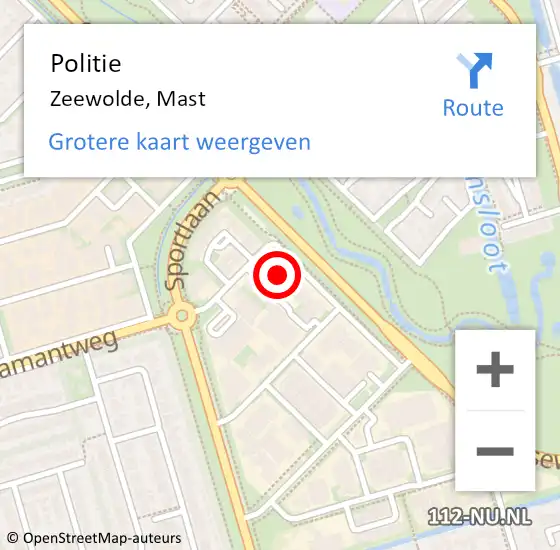 Locatie op kaart van de 112 melding: Politie Zeewolde, Mast op 25 augustus 2024 14:01