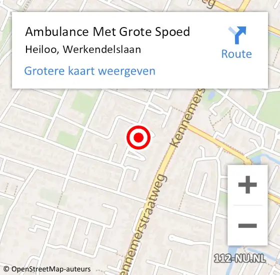 Locatie op kaart van de 112 melding: Ambulance Met Grote Spoed Naar Heiloo, Werkendelslaan op 25 augustus 2024 14:08