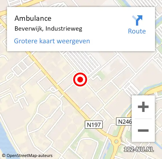 Locatie op kaart van de 112 melding: Ambulance Beverwijk, Industrieweg op 25 augustus 2024 14:47