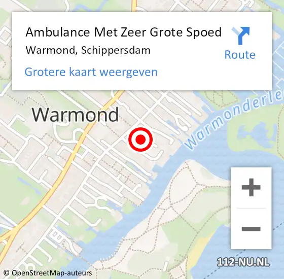 Locatie op kaart van de 112 melding: Ambulance Met Zeer Grote Spoed Naar Warmond, Schippersdam op 25 augustus 2024 14:56