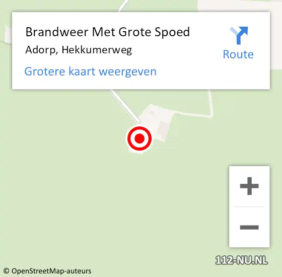 Locatie op kaart van de 112 melding: Brandweer Met Grote Spoed Naar Adorp, Hekkumerweg op 25 augustus 2024 14:59