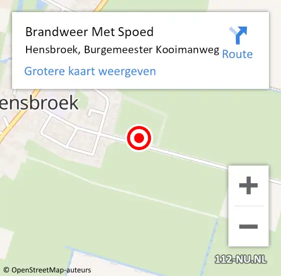 Locatie op kaart van de 112 melding: Brandweer Met Spoed Naar Hensbroek, Burgemeester Kooimanweg op 25 augustus 2024 15:06