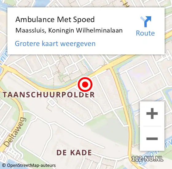 Locatie op kaart van de 112 melding: Ambulance Met Spoed Naar Maassluis, Koningin Wilhelminalaan op 25 augustus 2024 15:20