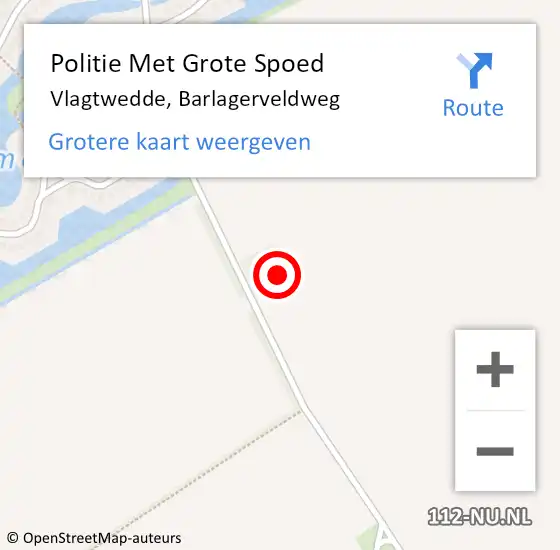 Locatie op kaart van de 112 melding: Politie Met Grote Spoed Naar Vlagtwedde, Barlagerveldweg op 25 augustus 2024 15:20