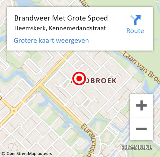 Locatie op kaart van de 112 melding: Brandweer Met Grote Spoed Naar Heemskerk, Kennemerlandstraat op 25 augustus 2024 15:26