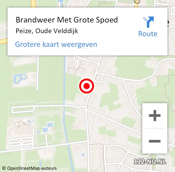 Locatie op kaart van de 112 melding: Brandweer Met Grote Spoed Naar Peize, Oude Velddijk op 25 augustus 2024 15:39