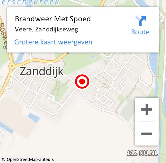 Locatie op kaart van de 112 melding: Brandweer Met Spoed Naar Veere, Zanddijkseweg op 25 augustus 2024 16:04