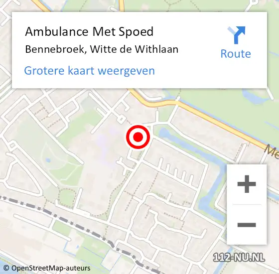 Locatie op kaart van de 112 melding: Ambulance Met Spoed Naar Bennebroek, Witte de Withlaan op 25 augustus 2024 16:17