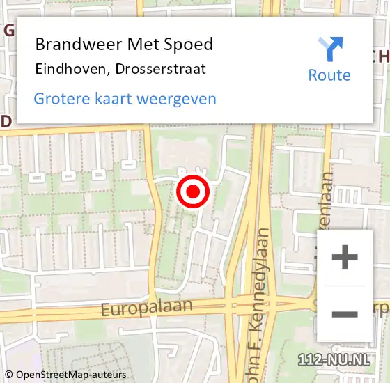 Locatie op kaart van de 112 melding: Brandweer Met Spoed Naar Eindhoven, Drosserstraat op 25 augustus 2024 16:23