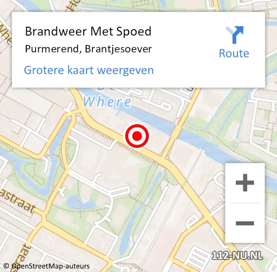 Locatie op kaart van de 112 melding: Brandweer Met Spoed Naar Purmerend, Brantjesoever op 25 augustus 2024 16:27