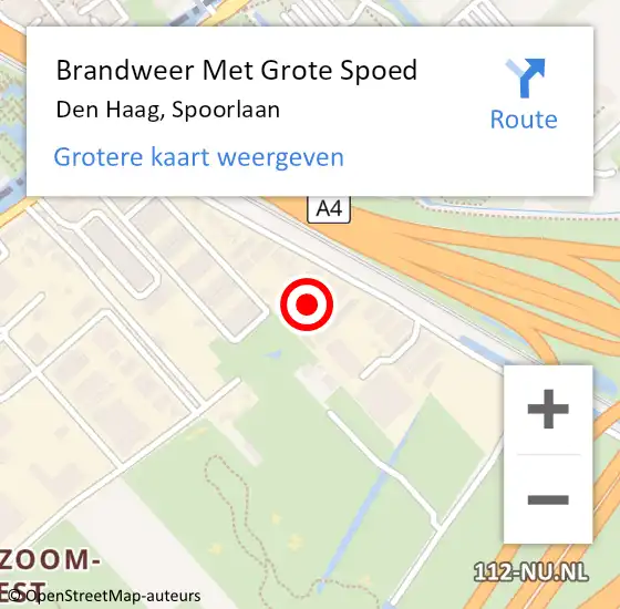 Locatie op kaart van de 112 melding: Brandweer Met Grote Spoed Naar Den Haag, Spoorlaan op 25 augustus 2024 16:35