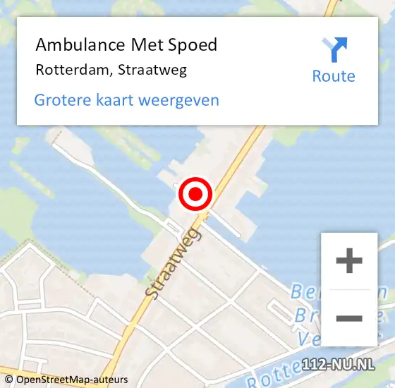 Locatie op kaart van de 112 melding: Ambulance Met Spoed Naar Rotterdam, Straatweg op 25 augustus 2024 16:41