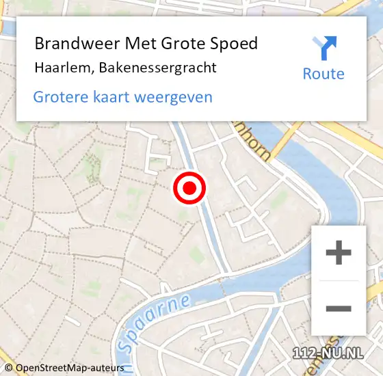 Locatie op kaart van de 112 melding: Brandweer Met Grote Spoed Naar Haarlem, Bakenessergracht op 25 augustus 2024 16:46