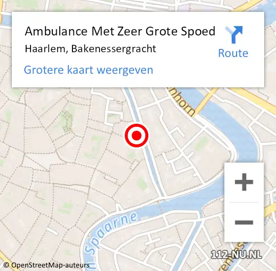 Locatie op kaart van de 112 melding: Ambulance Met Zeer Grote Spoed Naar Haarlem, Bakenessergracht op 25 augustus 2024 16:46