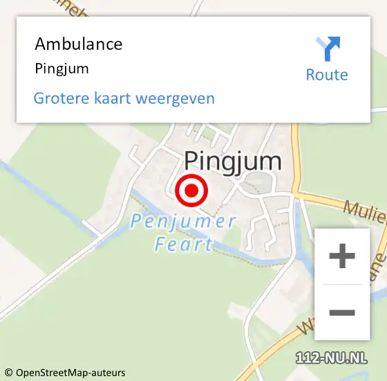 Locatie op kaart van de 112 melding: Ambulance Pingjum op 25 augustus 2024 16:55