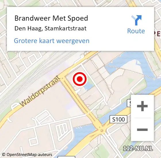 Locatie op kaart van de 112 melding: Brandweer Met Spoed Naar Den Haag, Stamkartstraat op 25 augustus 2024 16:57