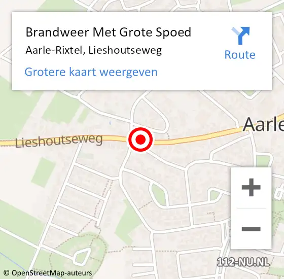 Locatie op kaart van de 112 melding: Brandweer Met Grote Spoed Naar Aarle-Rixtel, Lieshoutseweg op 25 augustus 2024 17:29