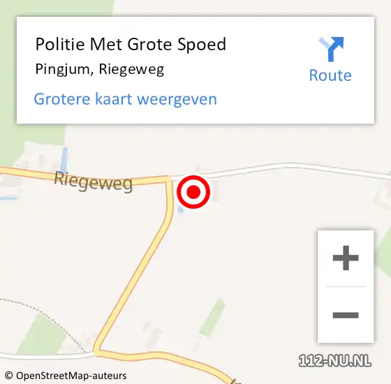 Locatie op kaart van de 112 melding: Politie Met Grote Spoed Naar Pingjum, Riegeweg op 25 augustus 2024 17:36