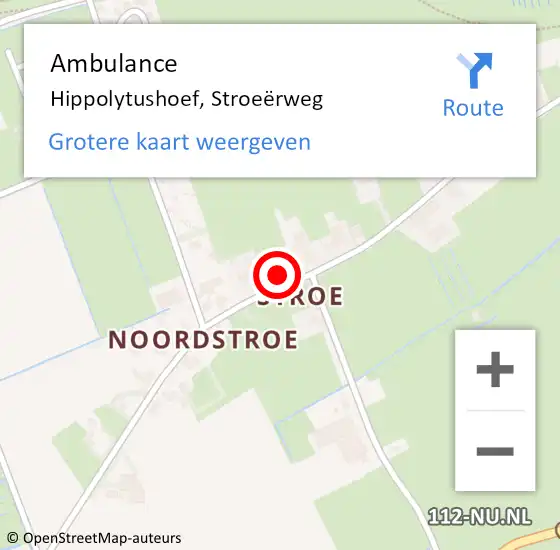 Locatie op kaart van de 112 melding: Ambulance Hippolytushoef, Stroeërweg op 25 augustus 2024 17:36