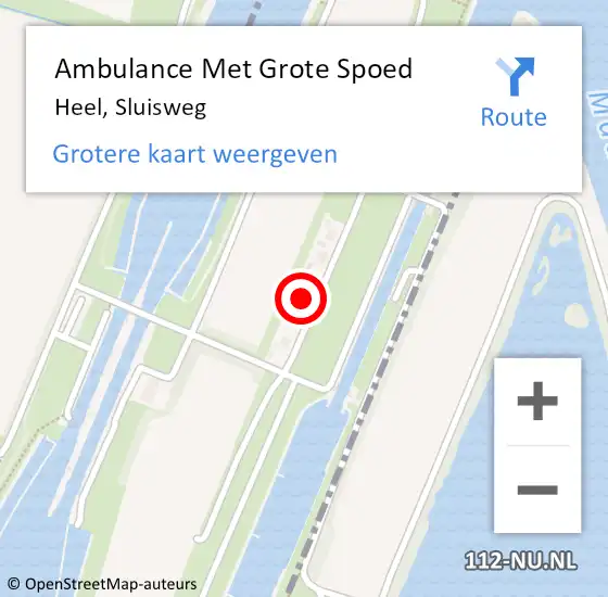 Locatie op kaart van de 112 melding: Ambulance Met Grote Spoed Naar Heel, Sluisweg op 25 augustus 2024 18:19