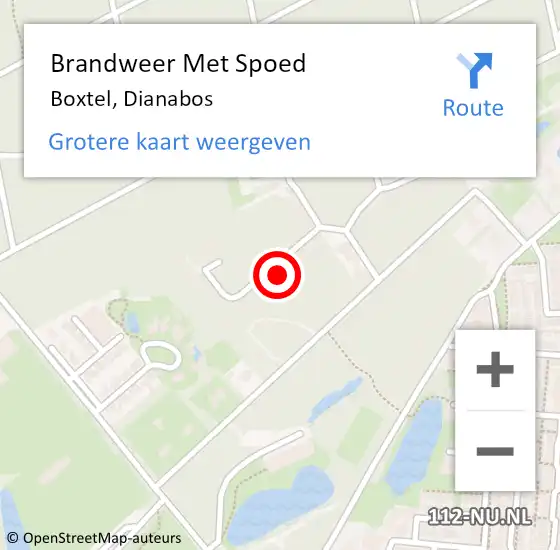 Locatie op kaart van de 112 melding: Brandweer Met Spoed Naar Boxtel, Dianabos op 25 augustus 2024 18:22