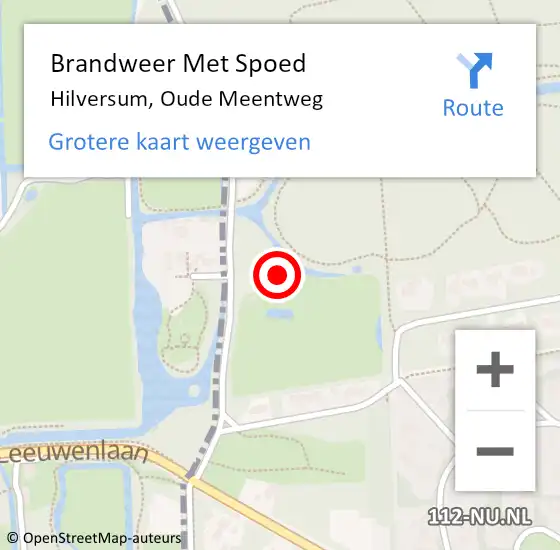 Locatie op kaart van de 112 melding: Brandweer Met Spoed Naar Hilversum, Oude Meentweg op 25 augustus 2024 18:24