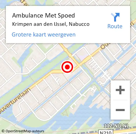 Locatie op kaart van de 112 melding: Ambulance Met Spoed Naar Krimpen aan den IJssel, Nabucco op 25 augustus 2024 18:30