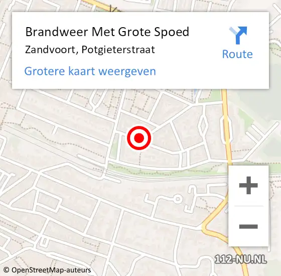 Locatie op kaart van de 112 melding: Brandweer Met Grote Spoed Naar Zandvoort, Potgieterstraat op 25 augustus 2024 18:43