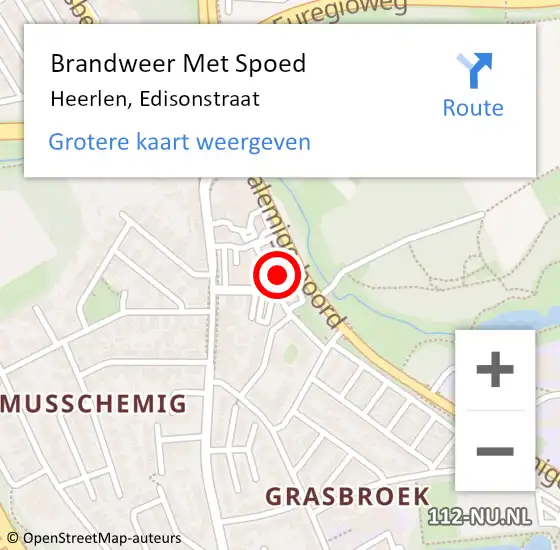 Locatie op kaart van de 112 melding: Brandweer Met Spoed Naar Heerlen, Edisonstraat op 25 augustus 2024 18:47