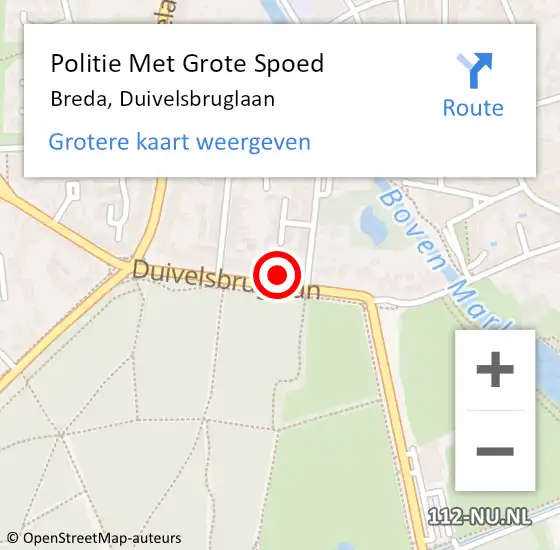 Locatie op kaart van de 112 melding: Politie Met Grote Spoed Naar Breda, Duivelsbruglaan op 25 augustus 2024 18:50