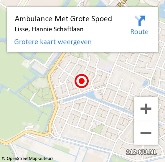 Locatie op kaart van de 112 melding: Ambulance Met Grote Spoed Naar Lisse, Hannie Schaftlaan op 25 augustus 2024 18:55