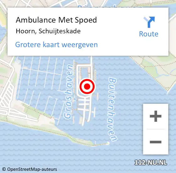 Locatie op kaart van de 112 melding: Ambulance Met Spoed Naar Hoorn, Schuijteskade op 25 augustus 2024 19:05